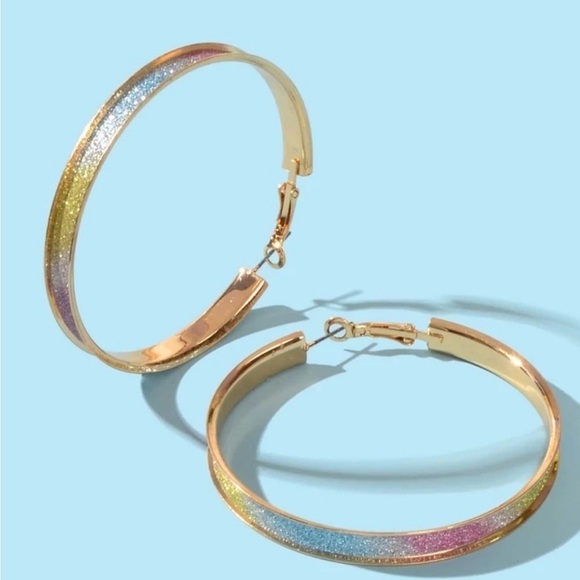 Sparkle Colorful Oversized Hoop Earrings - Picture 4 of 15